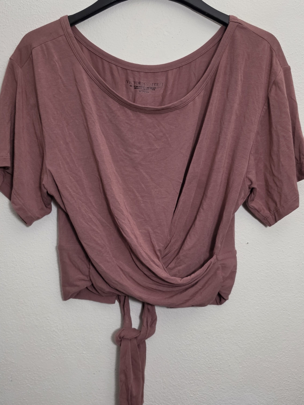 Victoria’s Secret Mauve Twist Front Crop Top Women’s Med Tie Back Short Sleeve